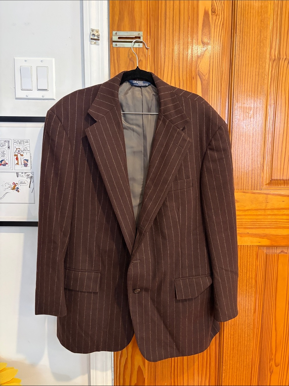 Polo by Ralph Lauren brown and cream wide pinstripe blazer